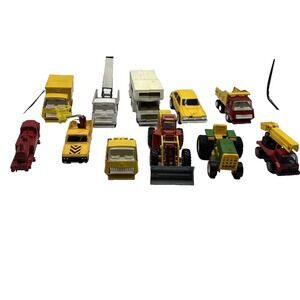 Vintage TONKA Trucks Lot 12 Diecast Metal Vehicles 1970s Red Yellow Work Trucks